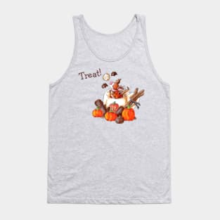 Halloween Pumpkin Spice Mocha Piggy (With Text) Tank Top